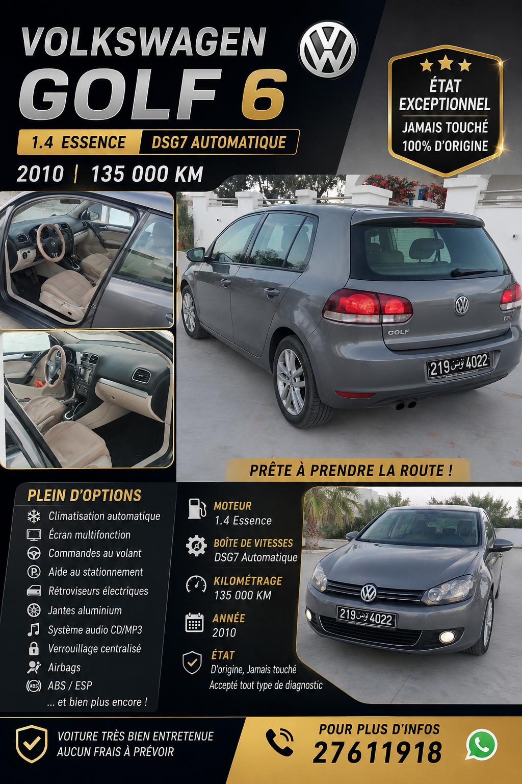 Zarzis&nbsp;Zarzis&nbsp;Volkswagen&nbsp;Golf 6&nbsp;Golf 6 essence import�e �tat impeccable